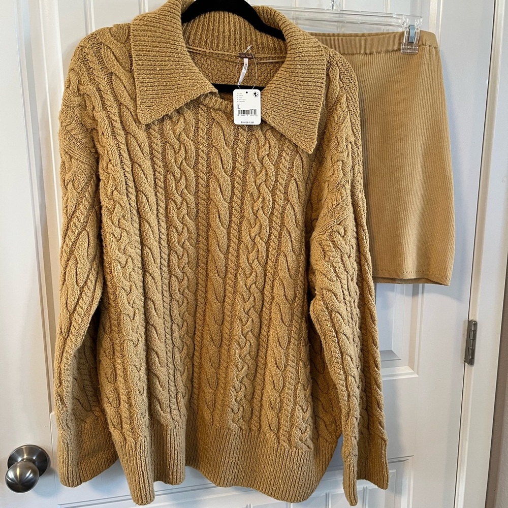 Free People Knit Sweater & Skirt Set